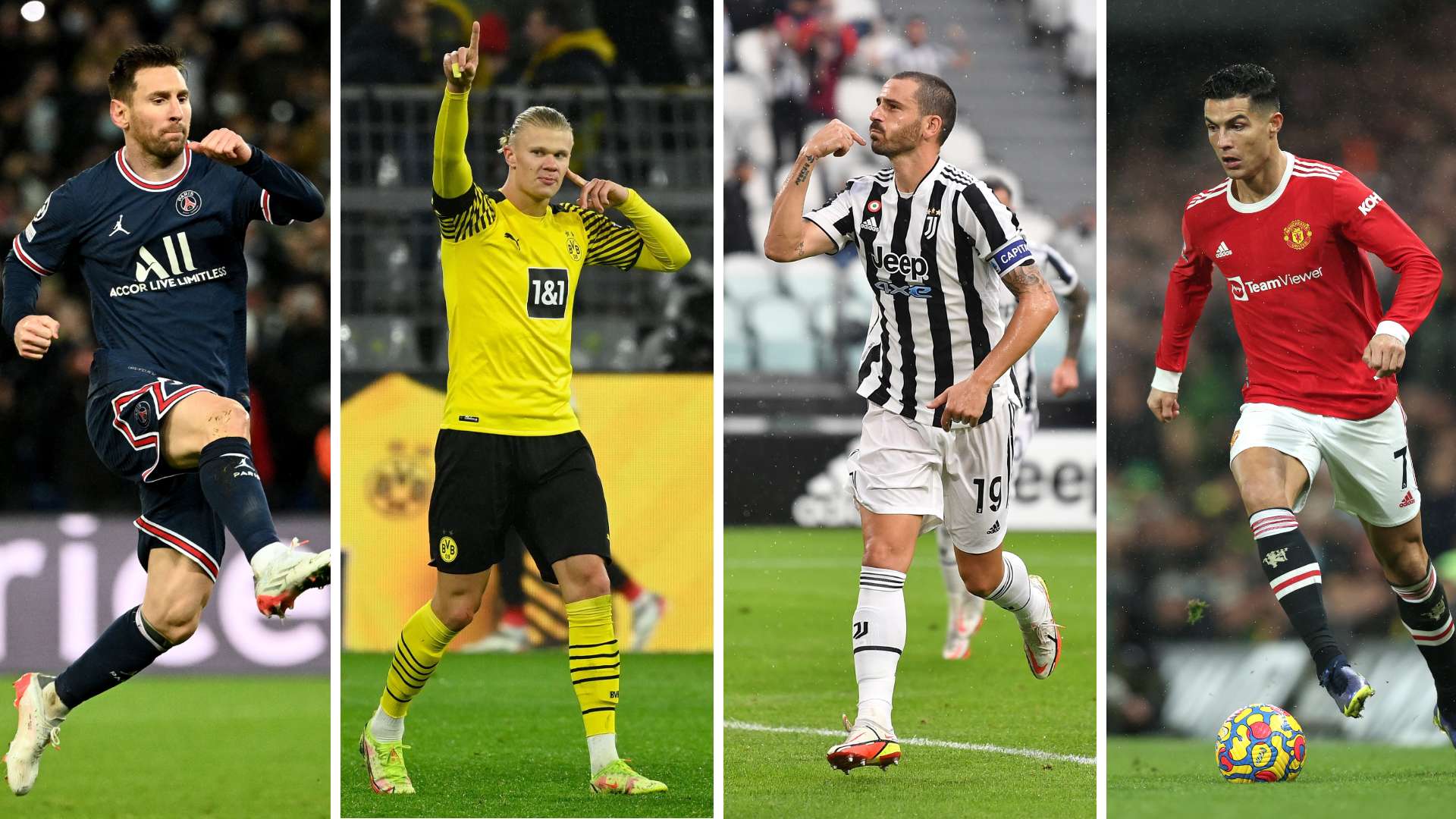 messi haaland bonucci ronaldo GFX