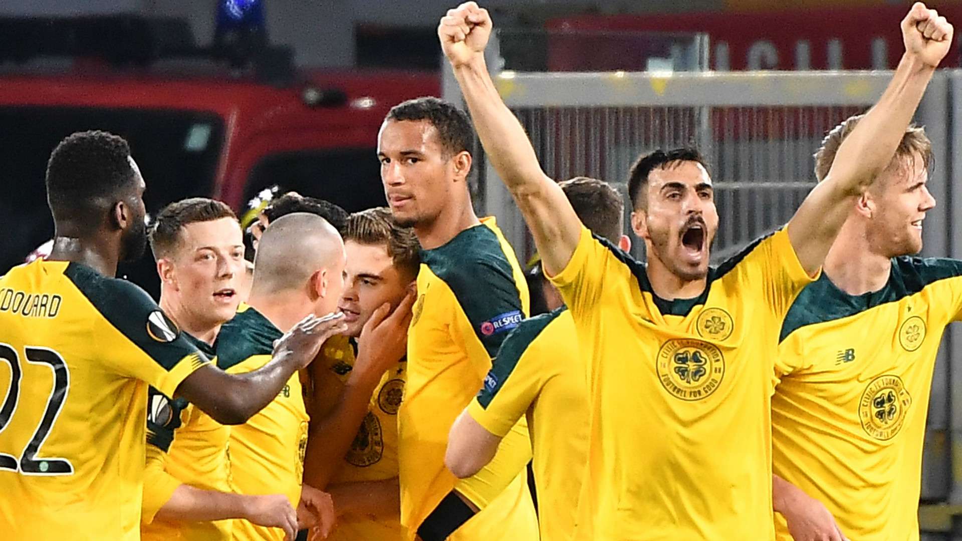Celtic celebrates goal against Lazio