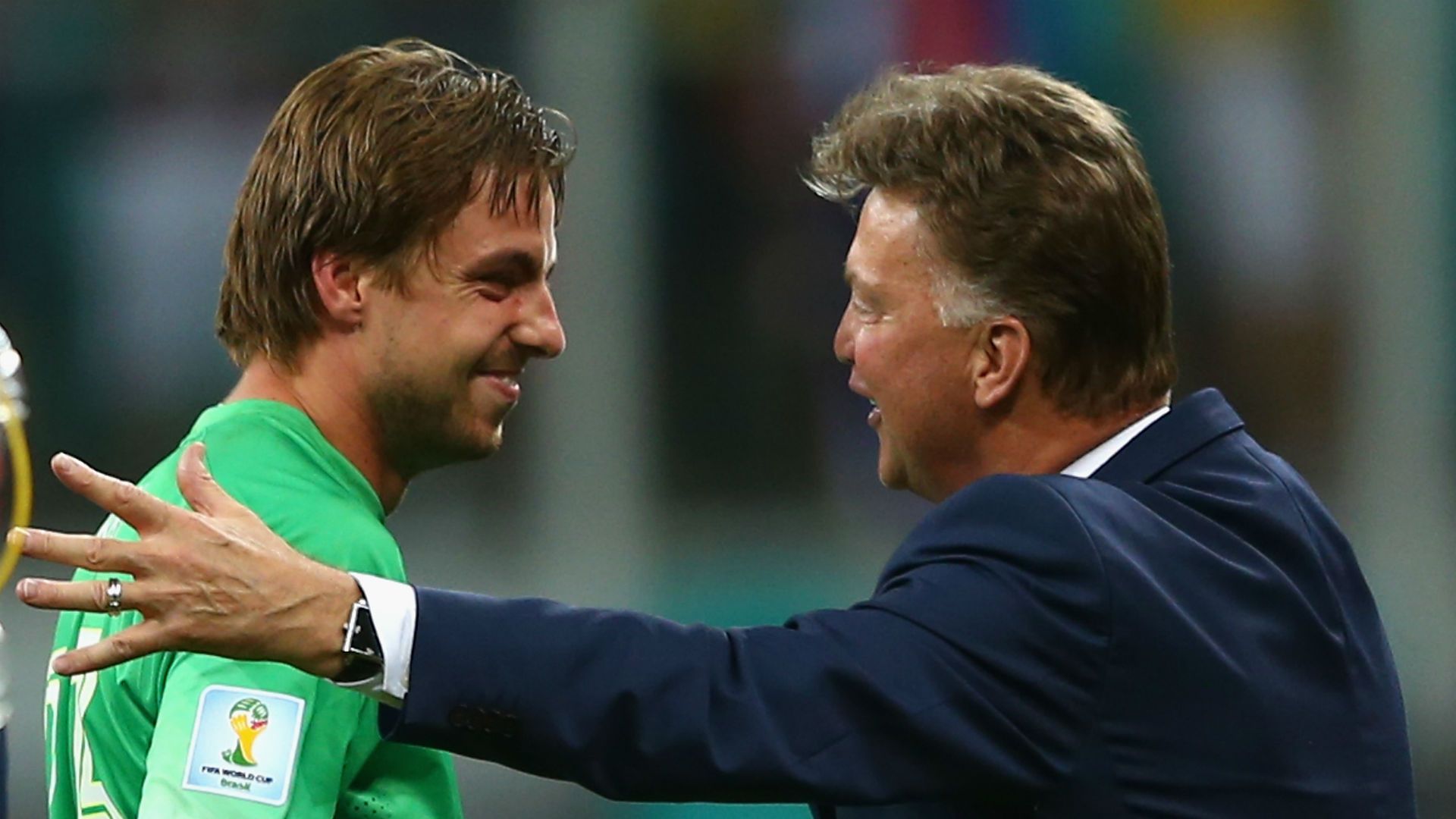 Louis van Gaal and Tim Krul