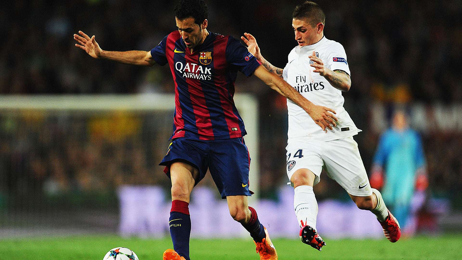 Sergio Busquets FC Barcelona Marco Verratti Paris St. Germain PSG 21042015
