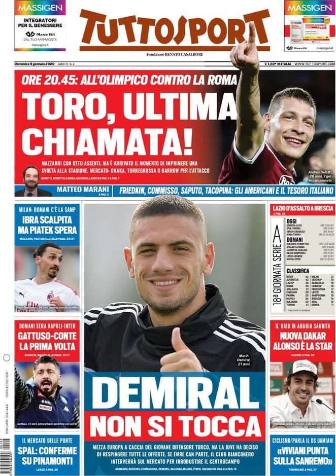 ONLY EMBED Tuttosport Merih Demiral 01052020