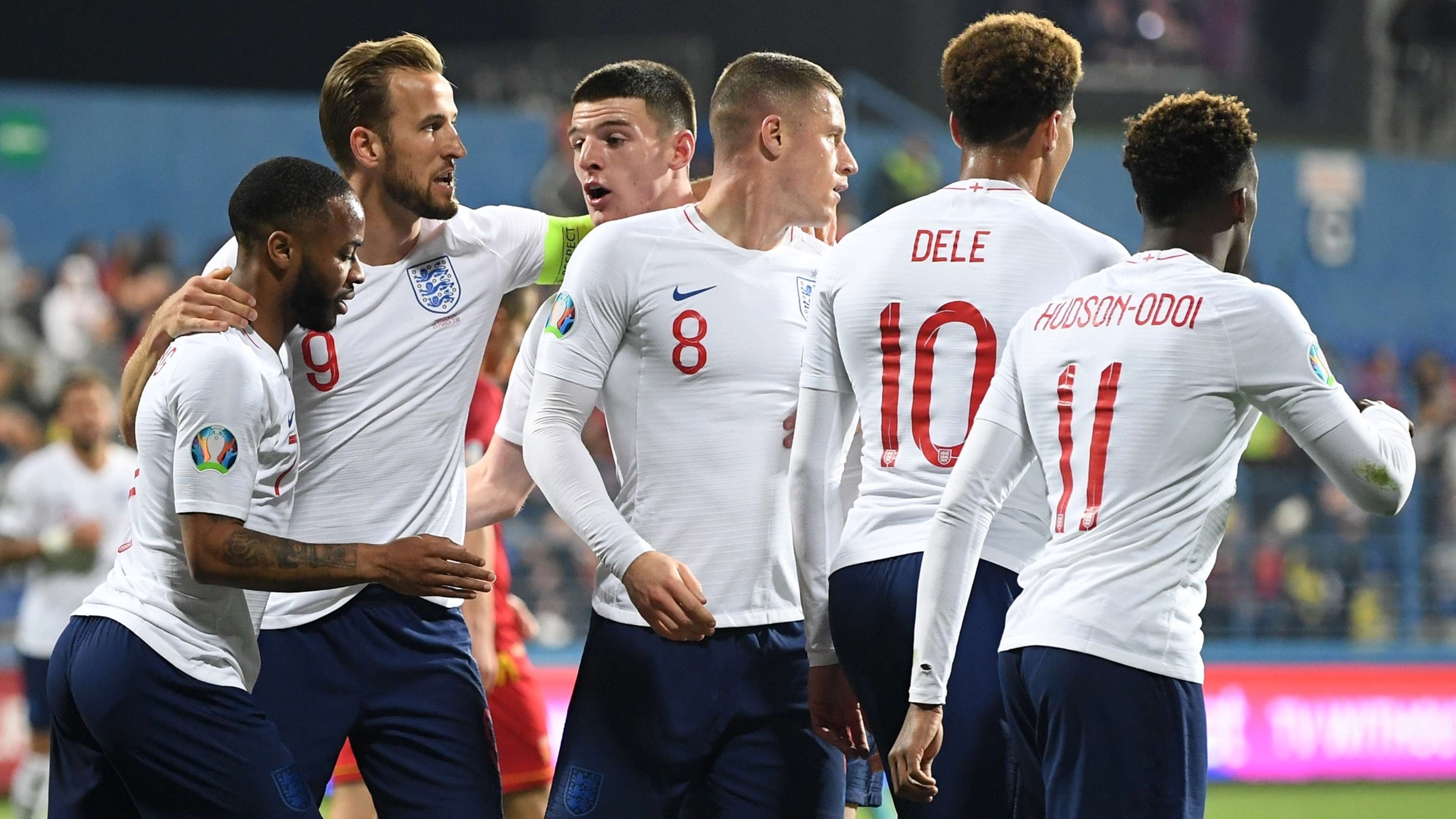 England celebrate vs Montenegro