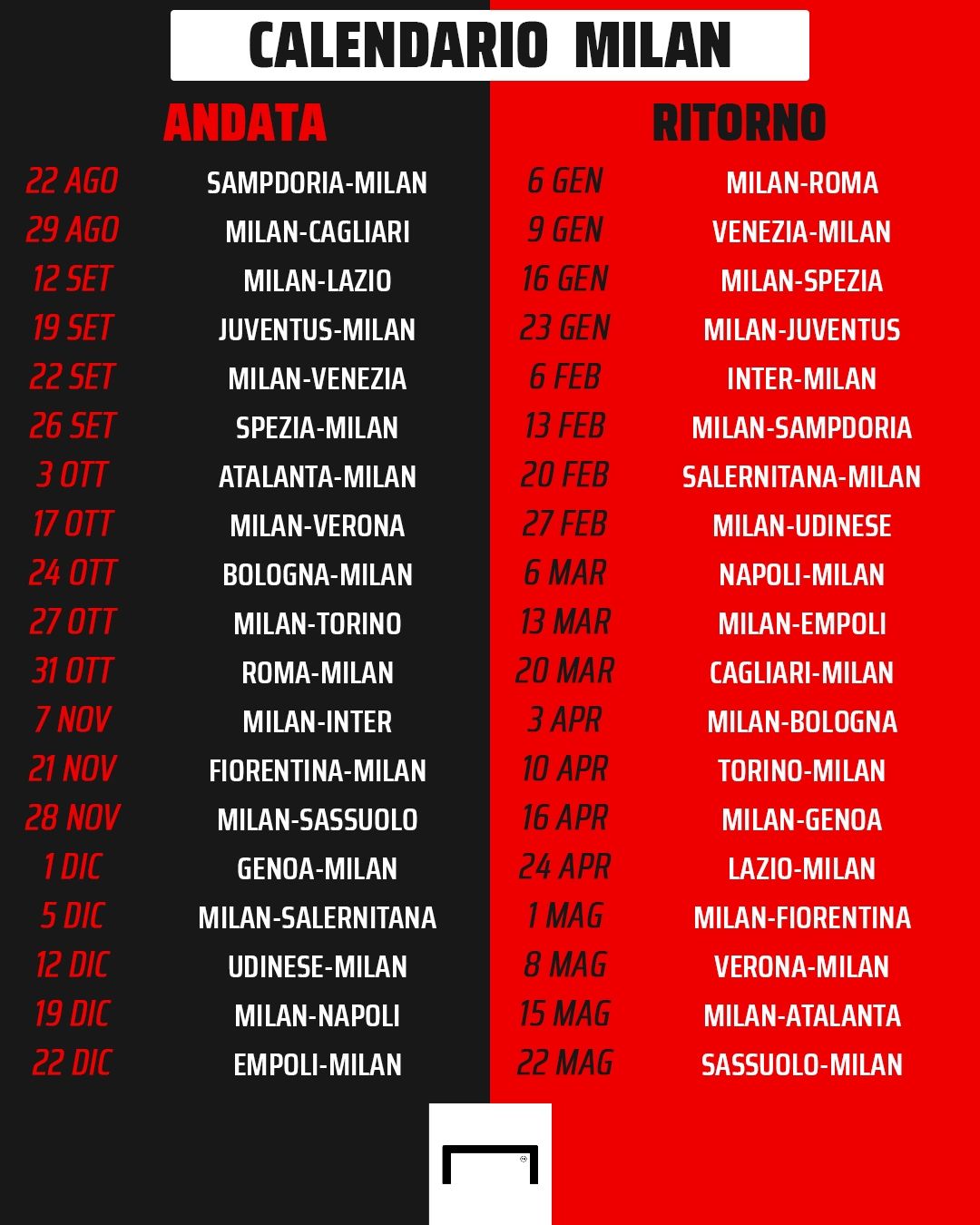 Calendario Milan