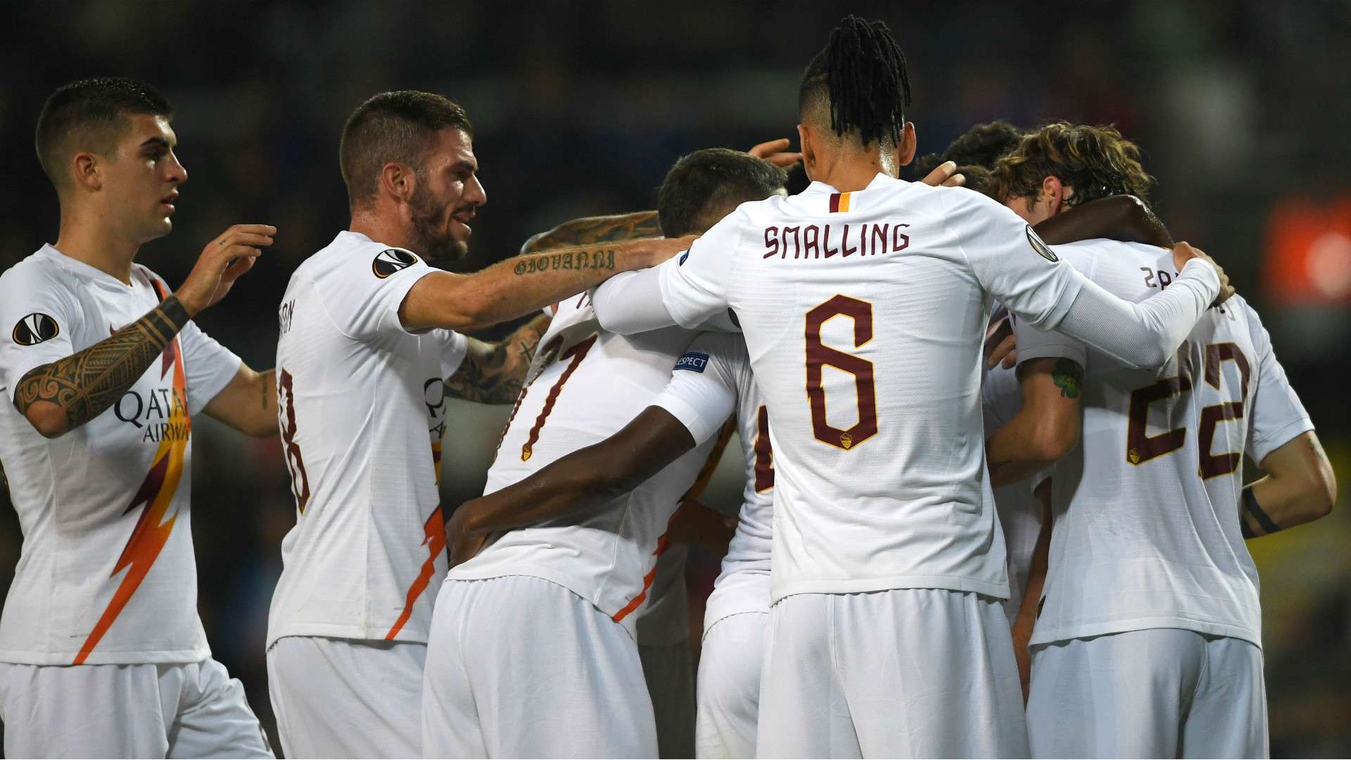 Roma celebrates goal against Istanbul Basaksehir