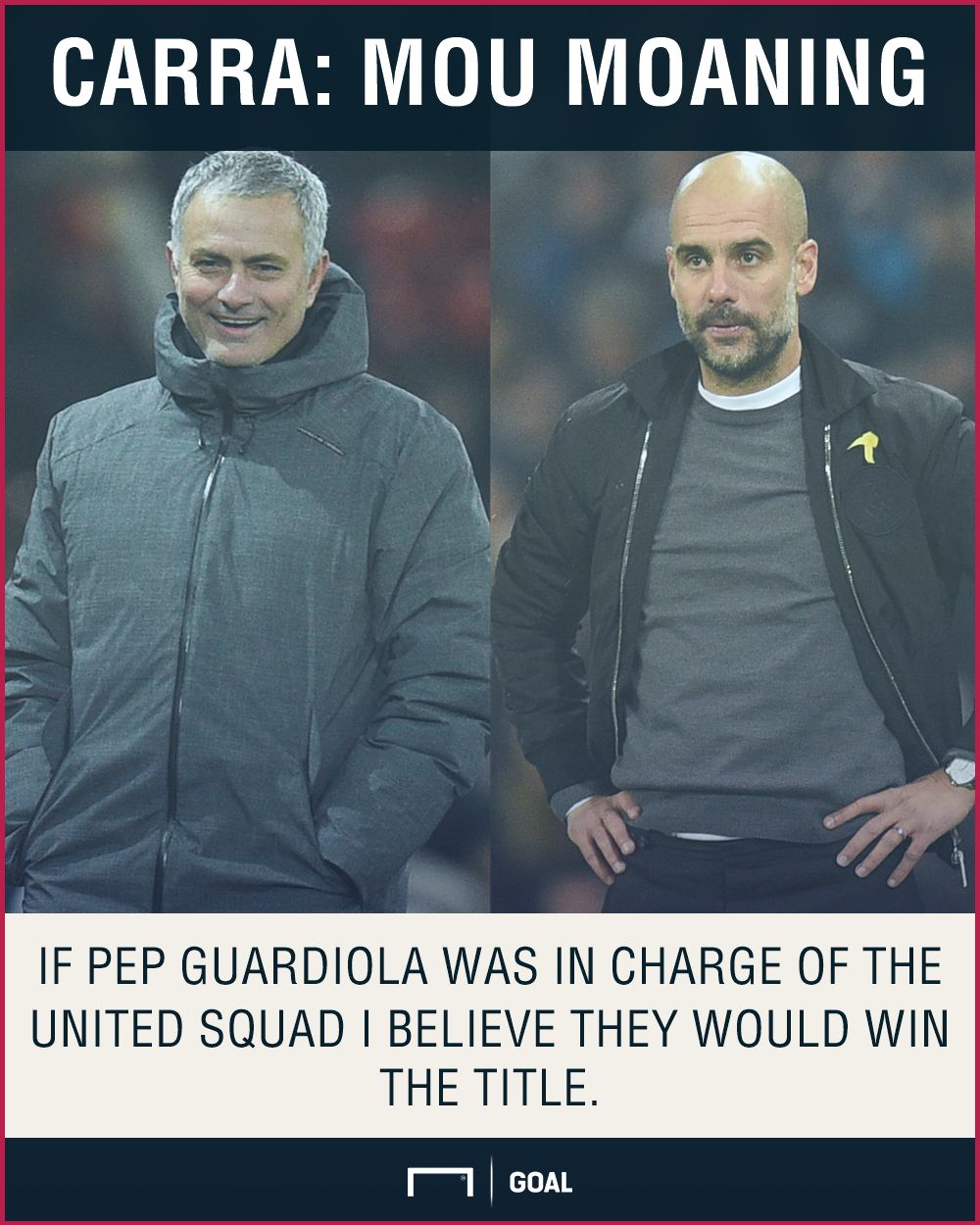Jamie Carragher Jose Mourinho Pep Guardiola would win title at Man Utd