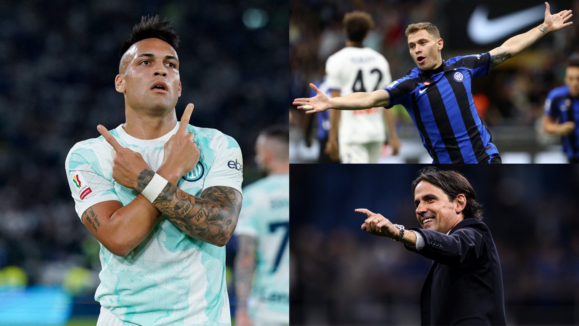Lautaro Martinez Nicolo Barella Simone Inzaghi Inter 2022-23 GFX