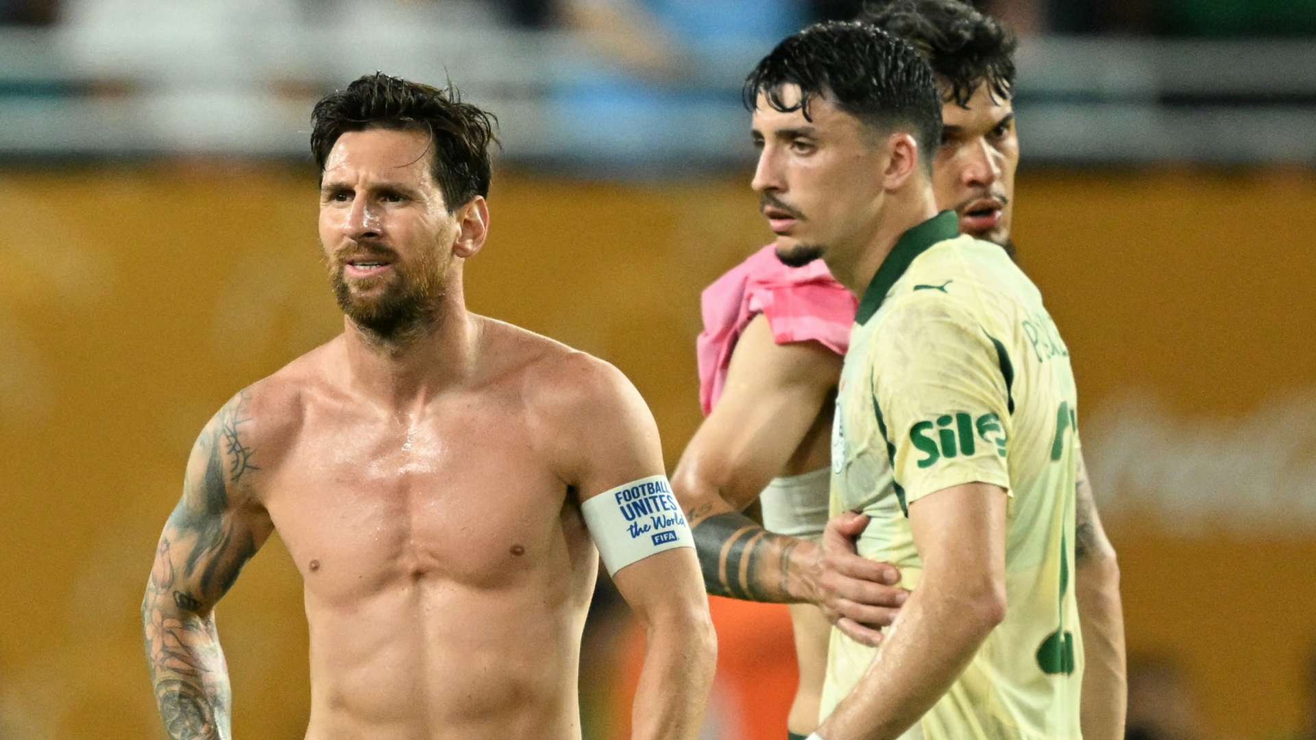 Lionel Messi looking frustrated