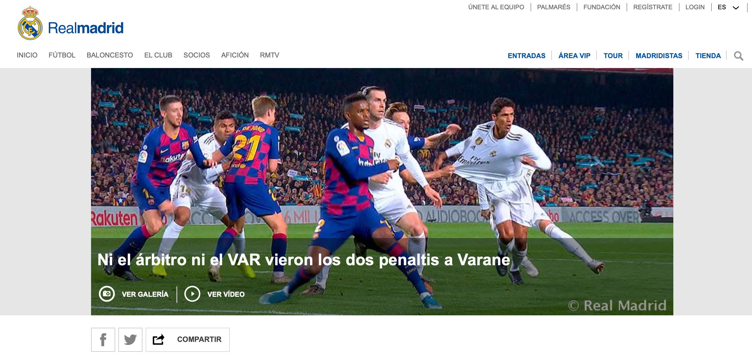 Web Madrid quejas VAR