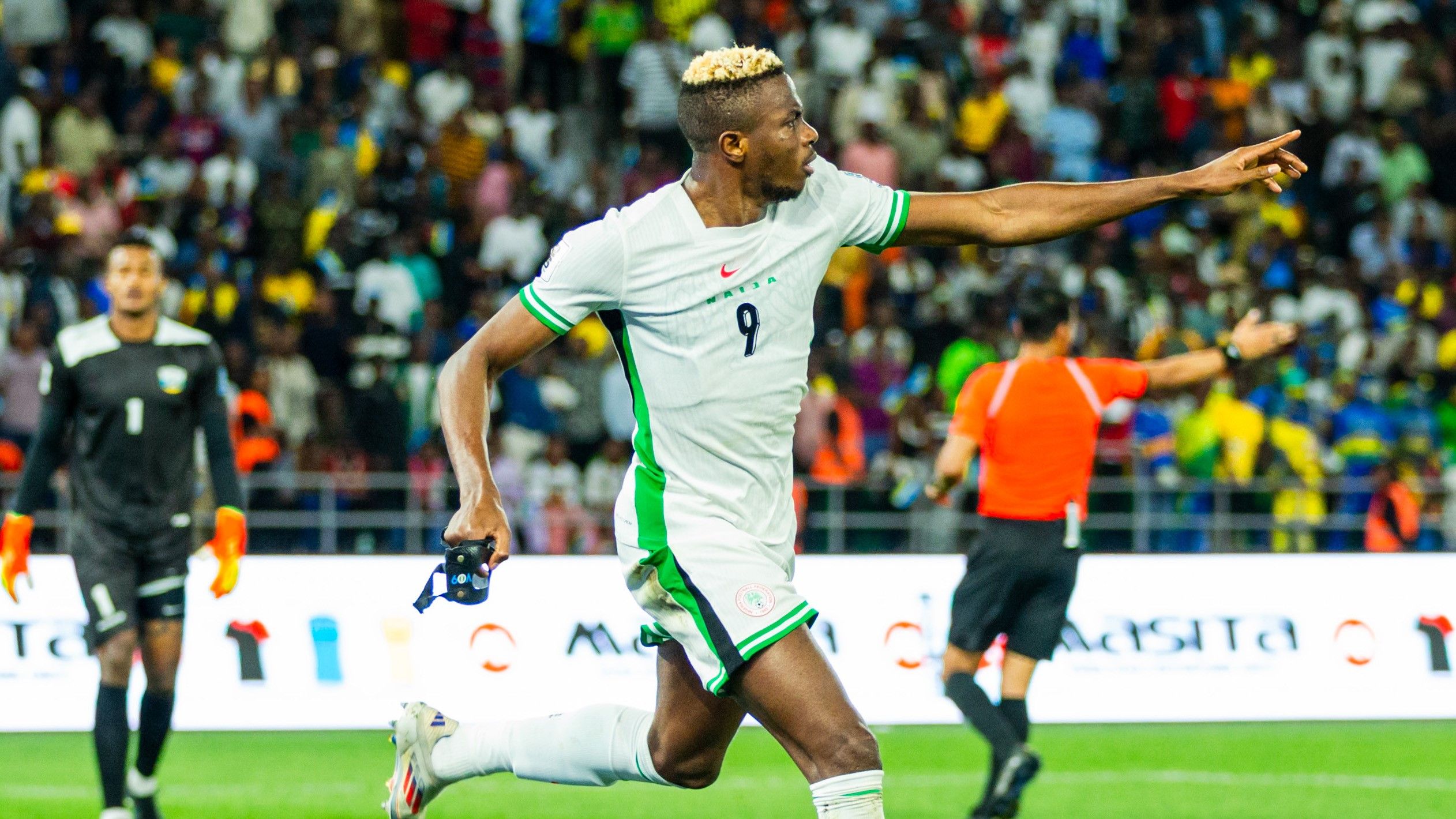 Nigeria forward Victor Osimhen celebrates a goal