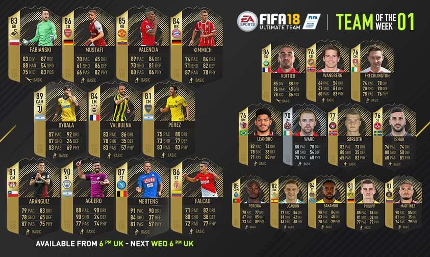 FIFA 18 Ultimate Team TOTW1