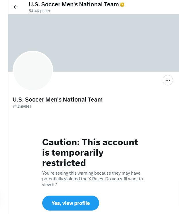 The USMNT X account was restricted.