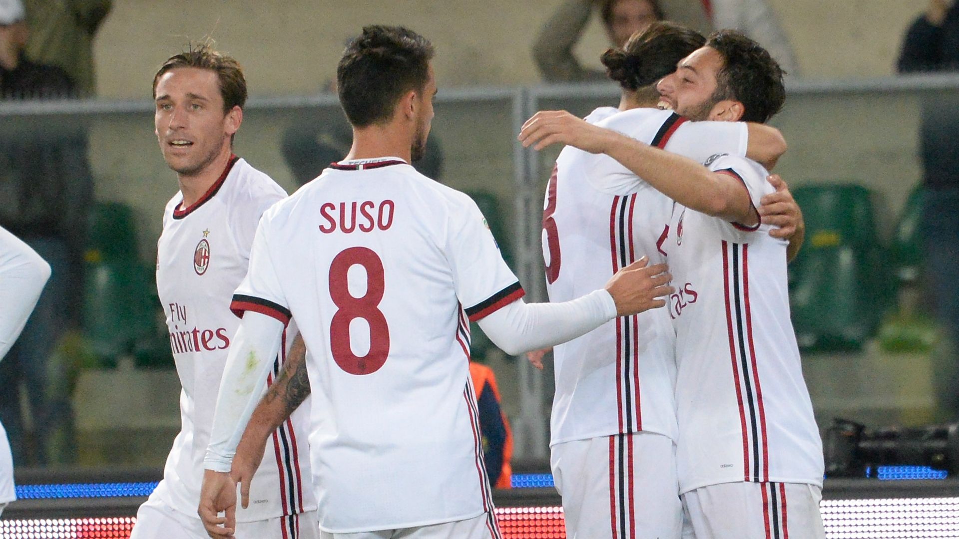 Milan celebrating Chievo Milan Serie A