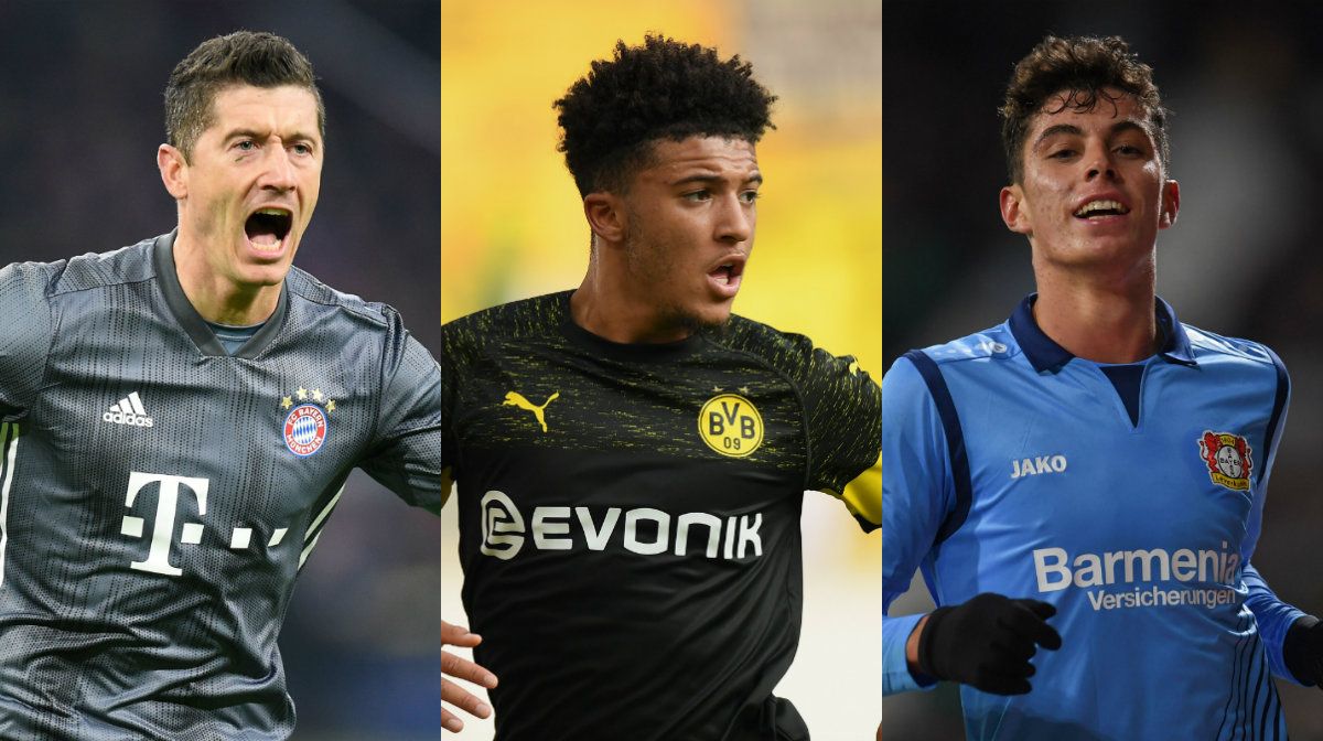 Collage Lewandowski Havertz Sancho