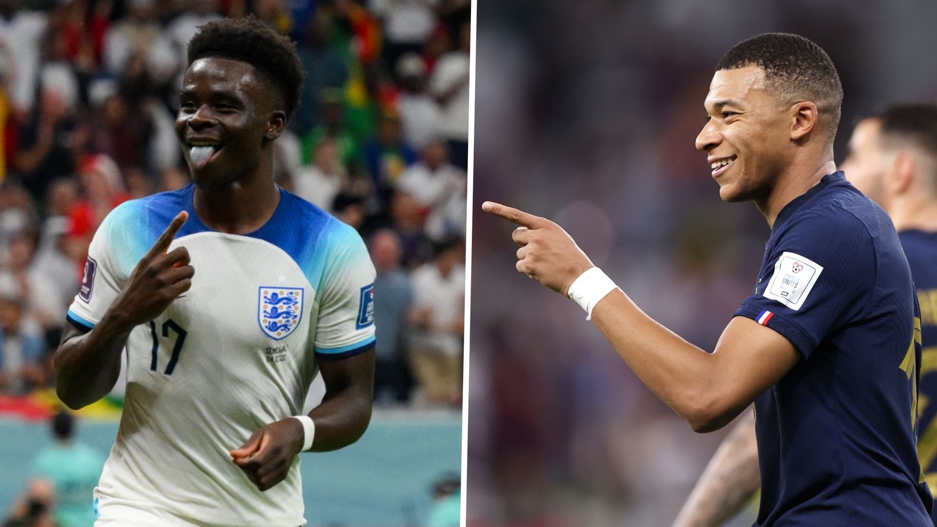 Bukayo Saka, Kylian Mbappé : England - France