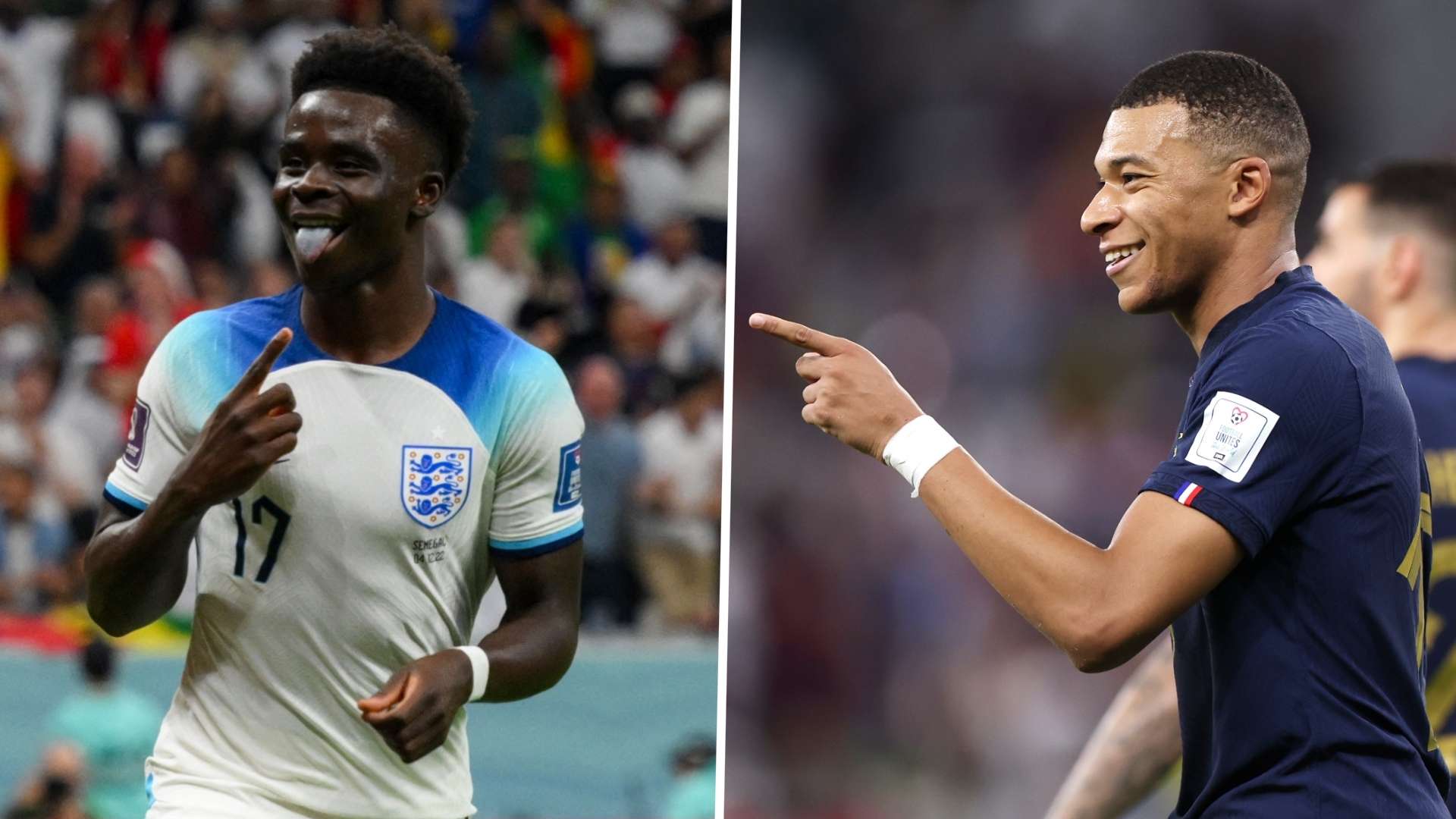 Bukayo Saka, Kylian Mbappé : England - France