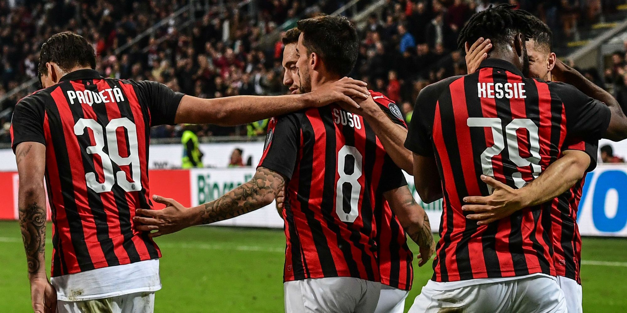 Milan celebrating Bologna Serie A