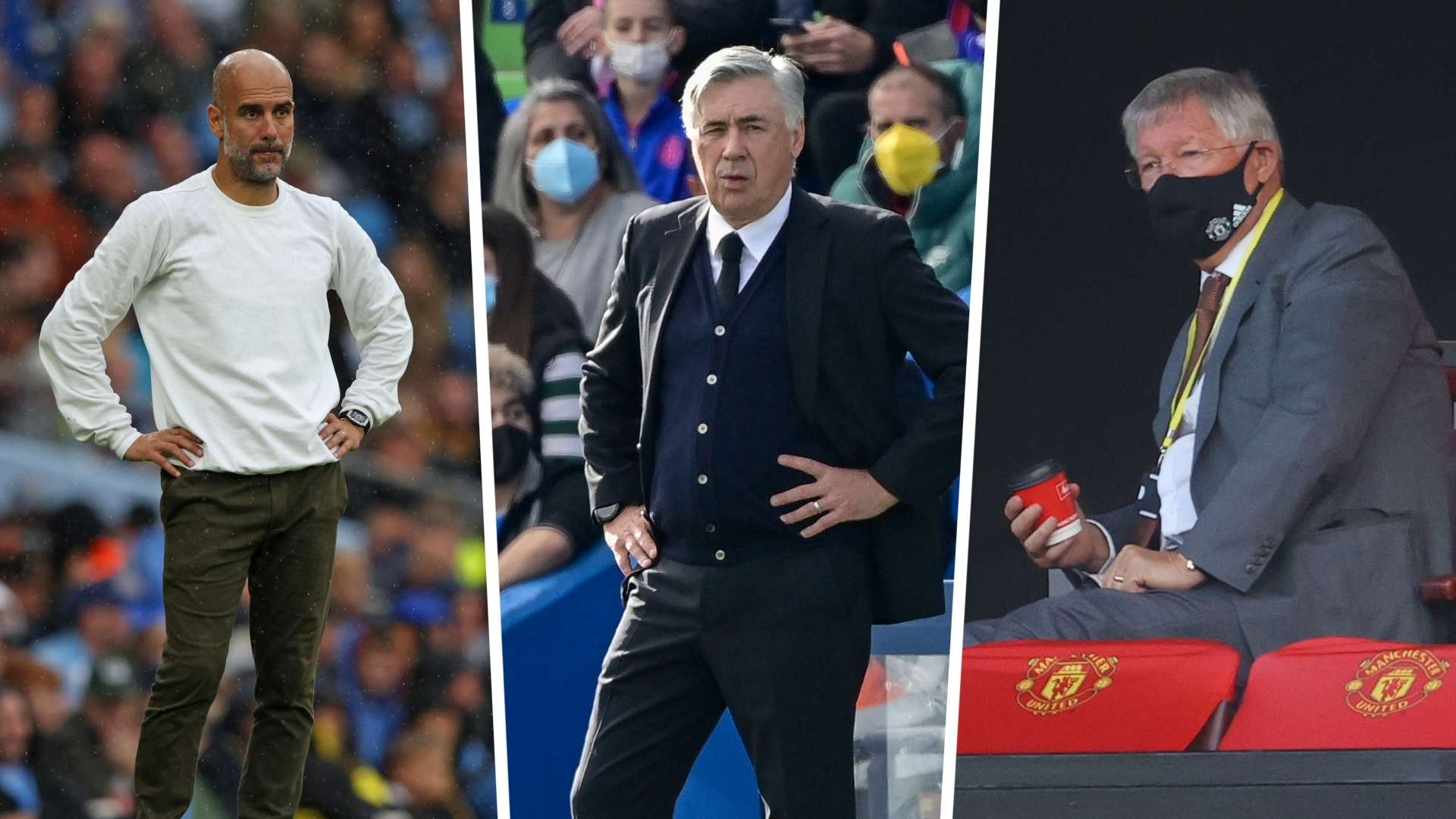 Pep Guardiola, Carlo Ancelotti, Sir Alex Ferguson GFX