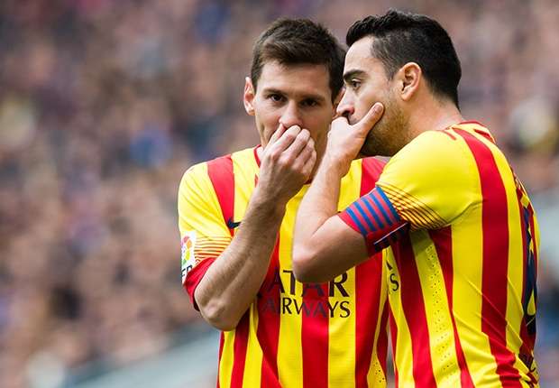 Lionel Messi Xavi Barcelona Espanyol La Liga 03292014