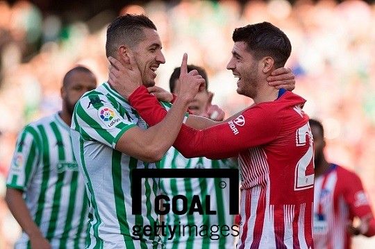 레알 베티스 수비수 주하이르 페달(좌)과 아틀레티코 마드리드 공격수 알바로 모라타(우). 사진=게티이미지