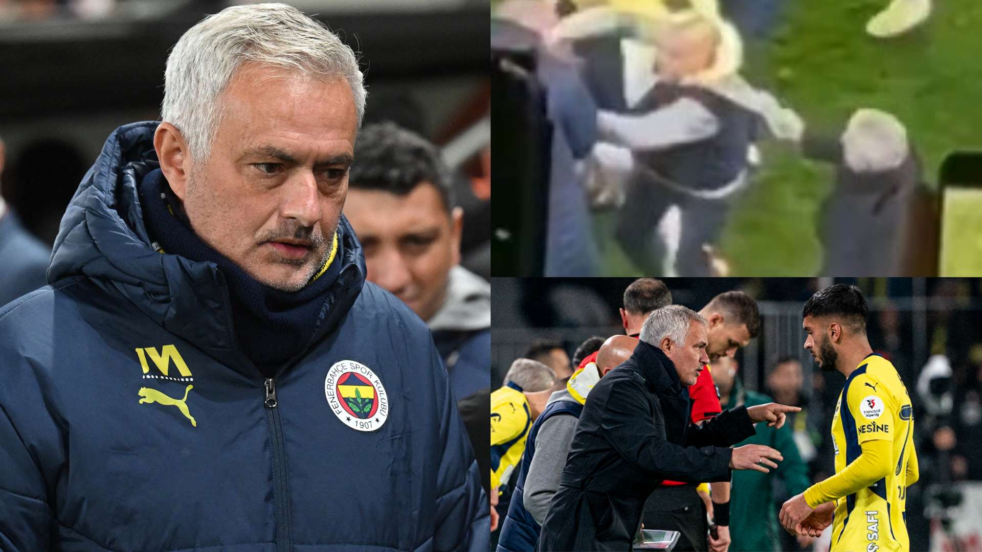 Jose Mourinho Fenerbahce coach hood drag 2024