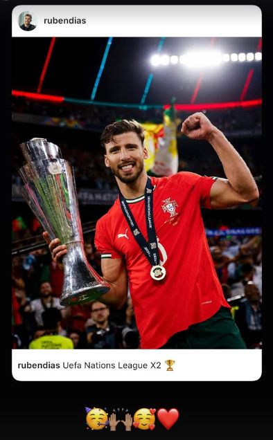 Maya Jama Ruben Dias reaction Nations League 2025