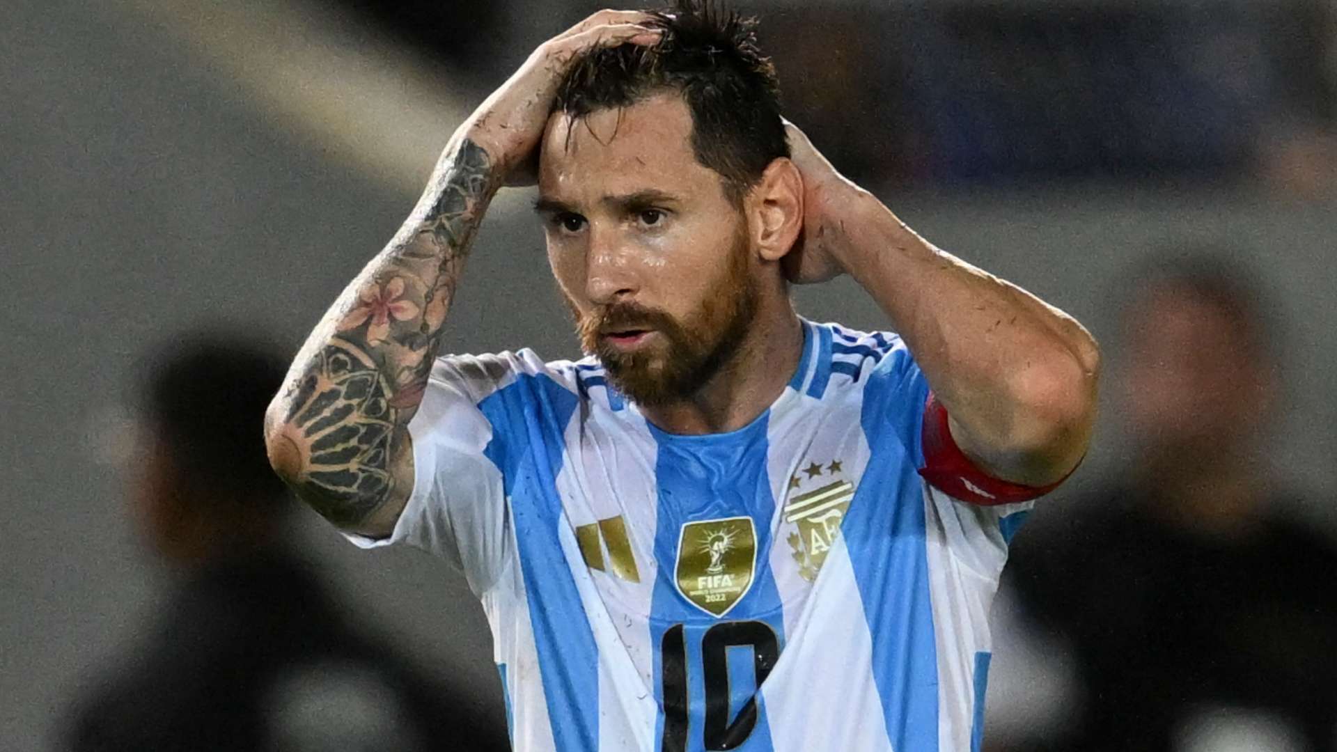 Lionel Messi playing for Argentina against Venezuela in 2026 World Cup qualifier