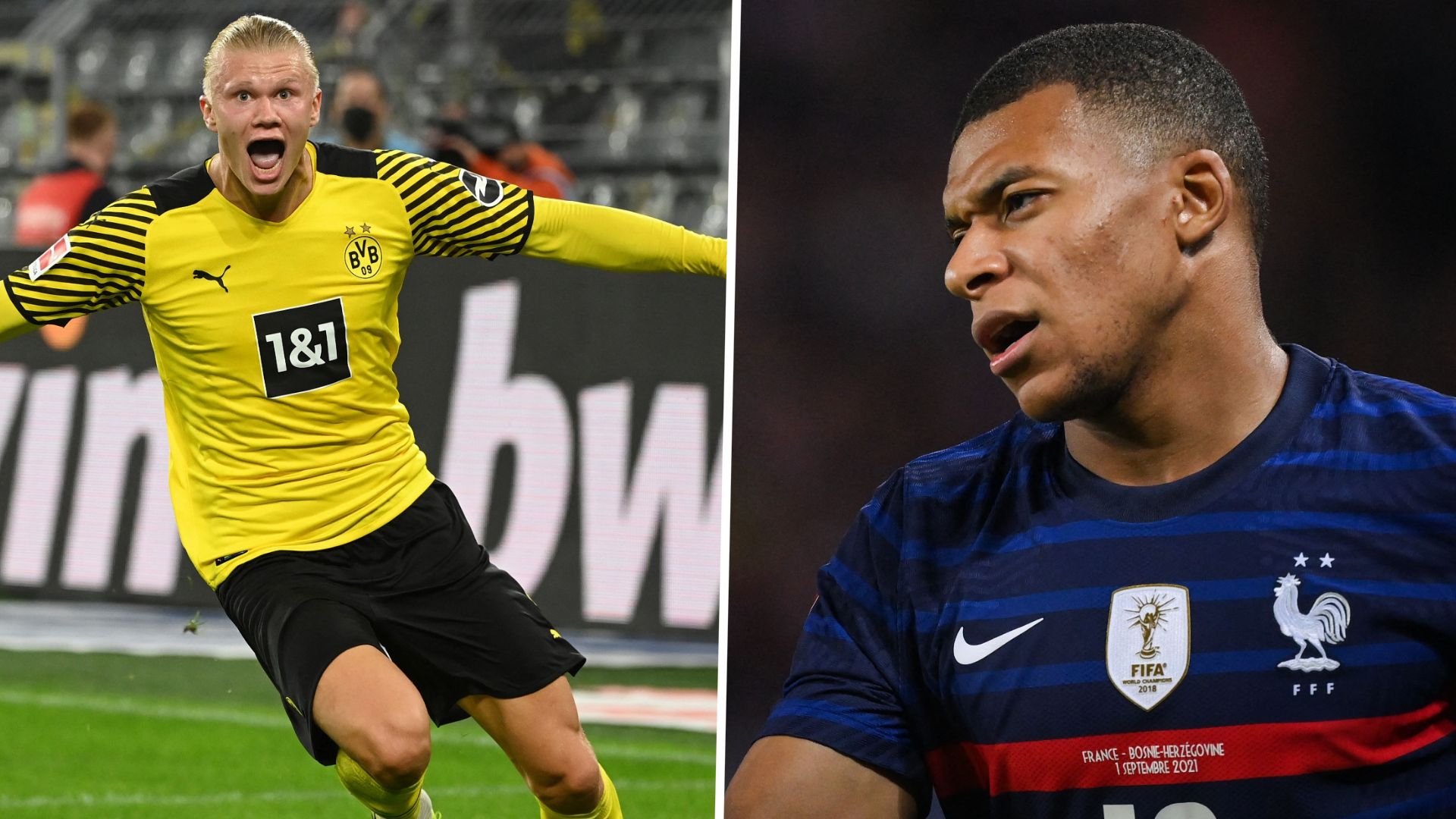 Erling Haaland, Kylian Mbappe GFX