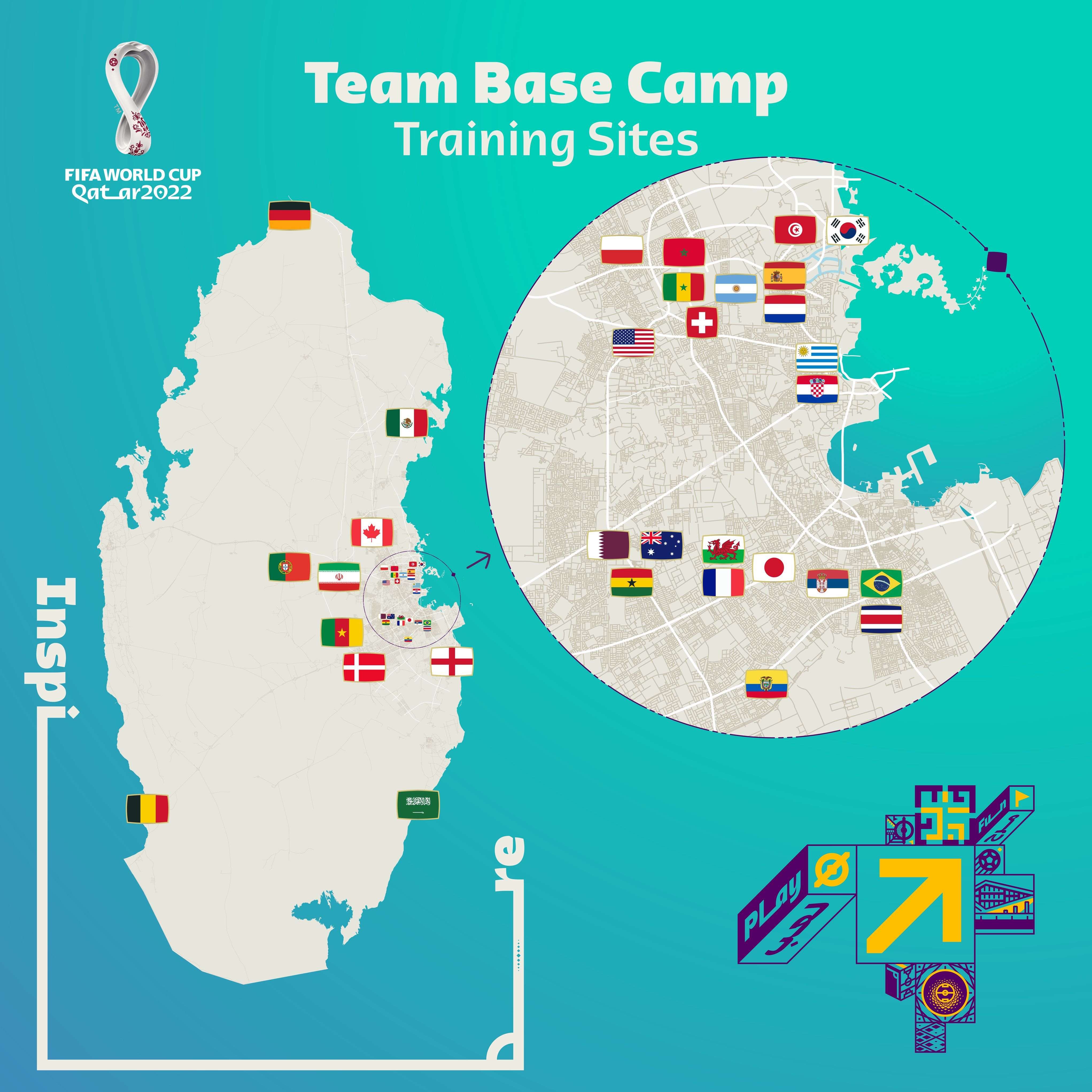 Coupe du monde 2022 - Carte des camps de base
