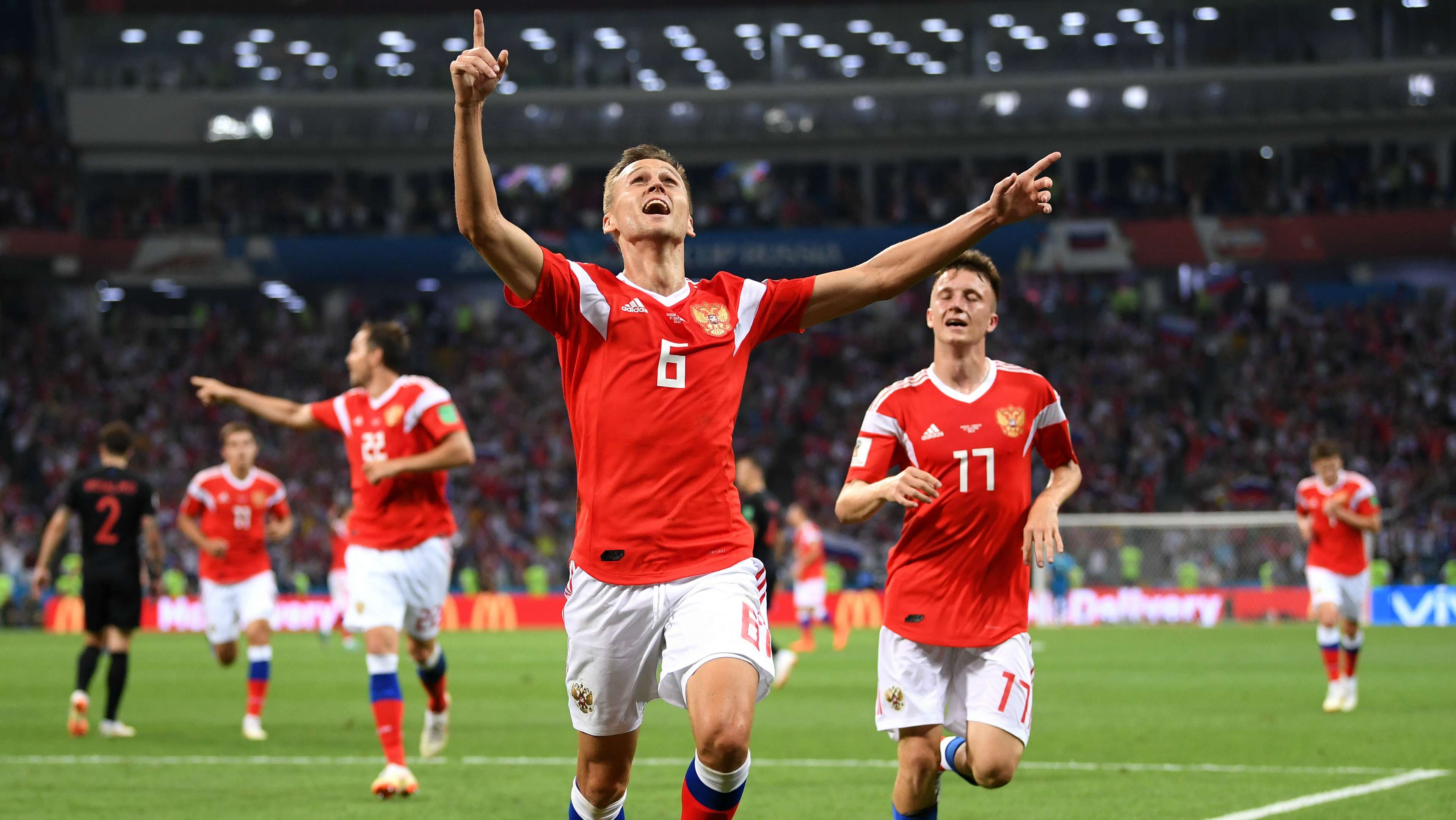Cheryshev celebrates goal vs Croatia World Cup 2018