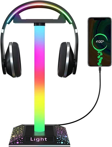 حامل سماعات رأس RGB بمنفذي USB