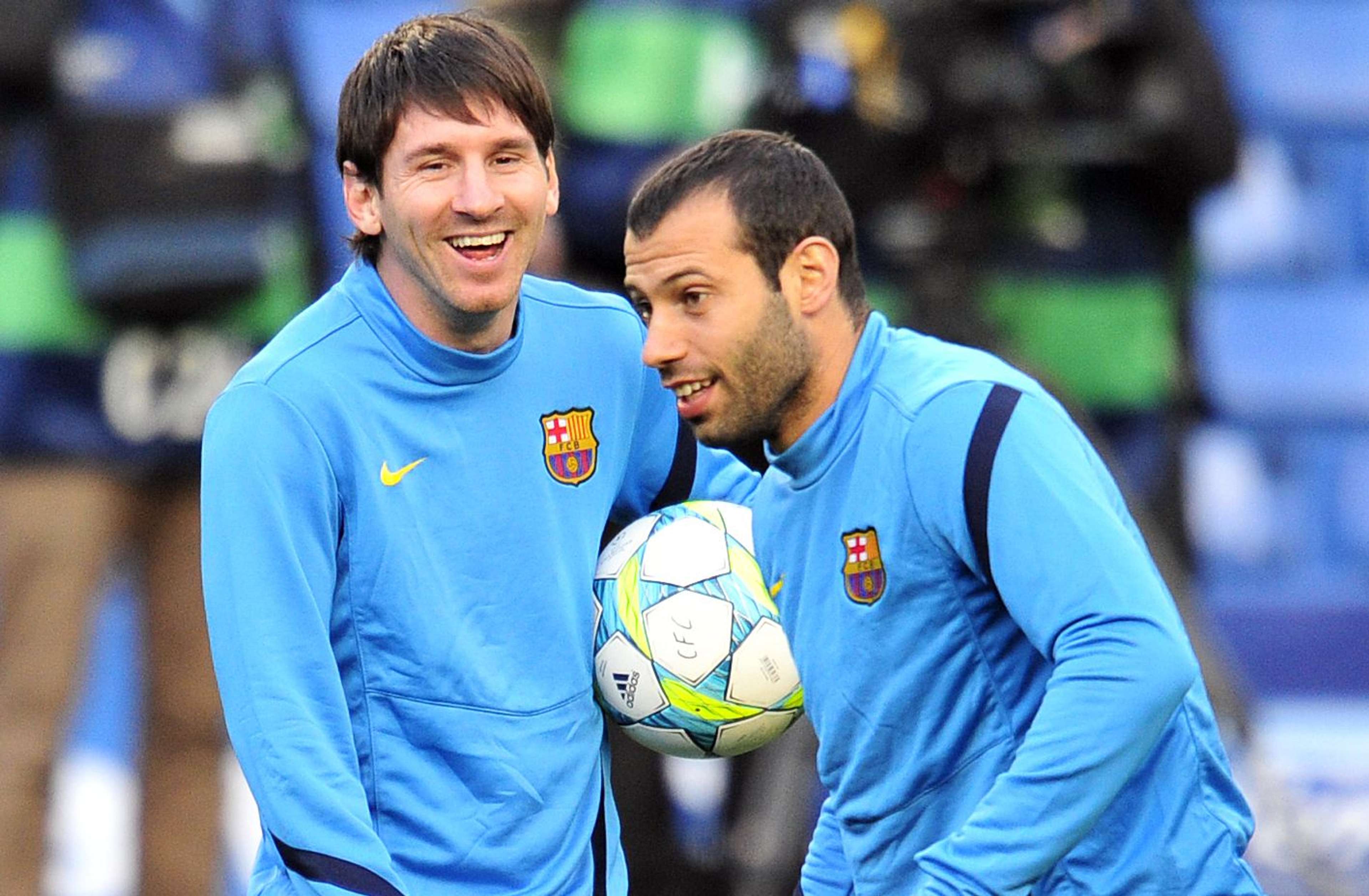Barcelona's Lionel Messi and Javier Mascherano