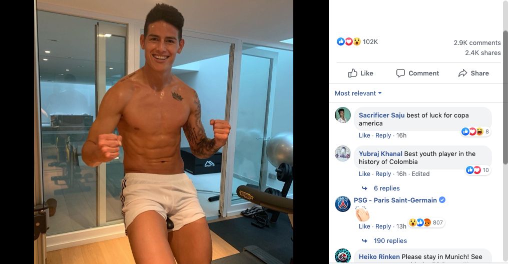 Screenshot James Facebook PSG