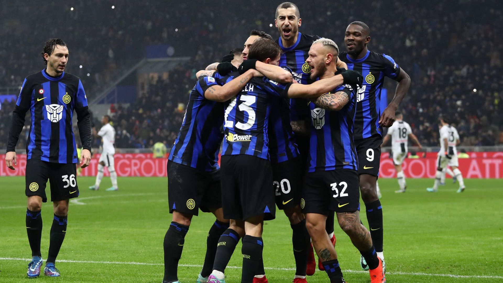 Inter celebrates goal against Udinese