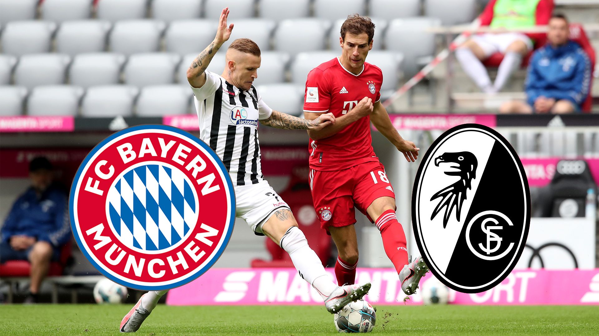 Header SC Freiburg FC Bayern München 2020 2021 Jonathan Schmid Leon Goretzka TV LIVE-STREAM LIVE-TICKER Wer zeigt überträgt Bundesliga heute live