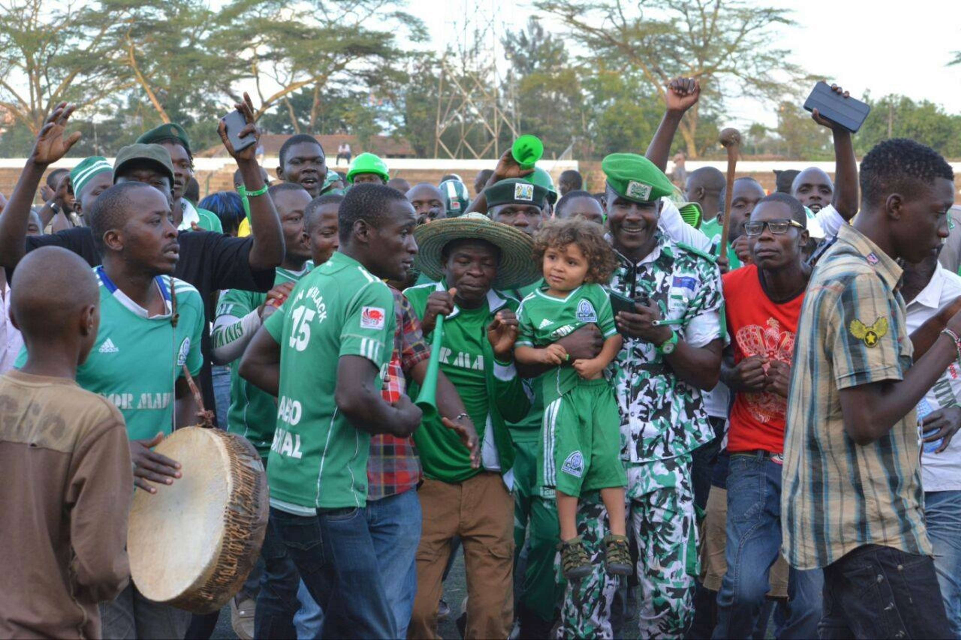 Gor Mahia fans celebrate after gunning down Ulinzi Stars at City Stadium