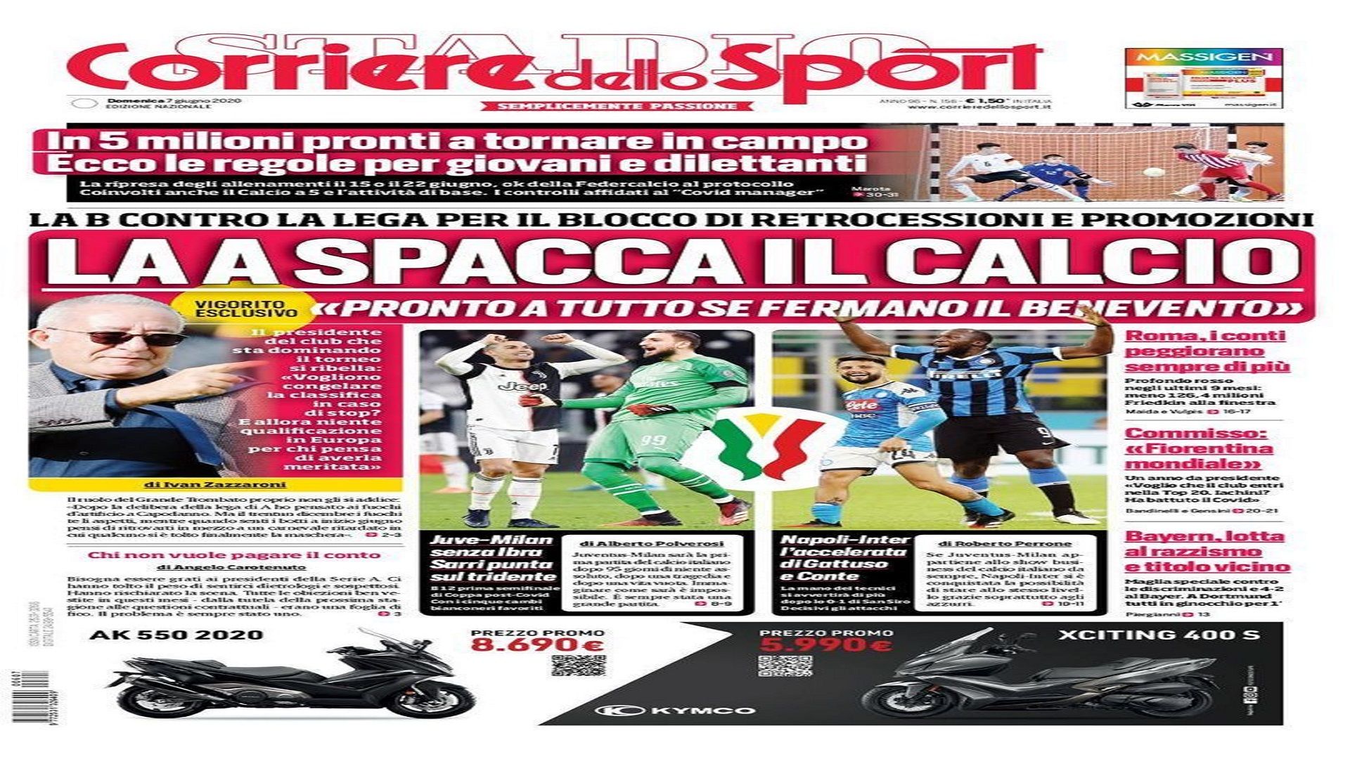 newspapers 7 June embed only Corriere