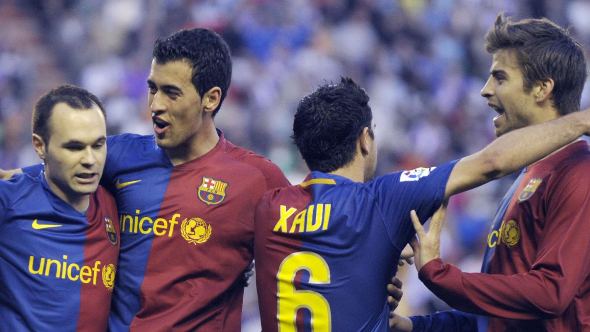 iniesta busquets xavi pique