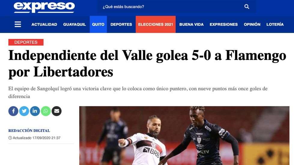 Expresso Independiente del Valle 5 x 0 Flamengo 2020