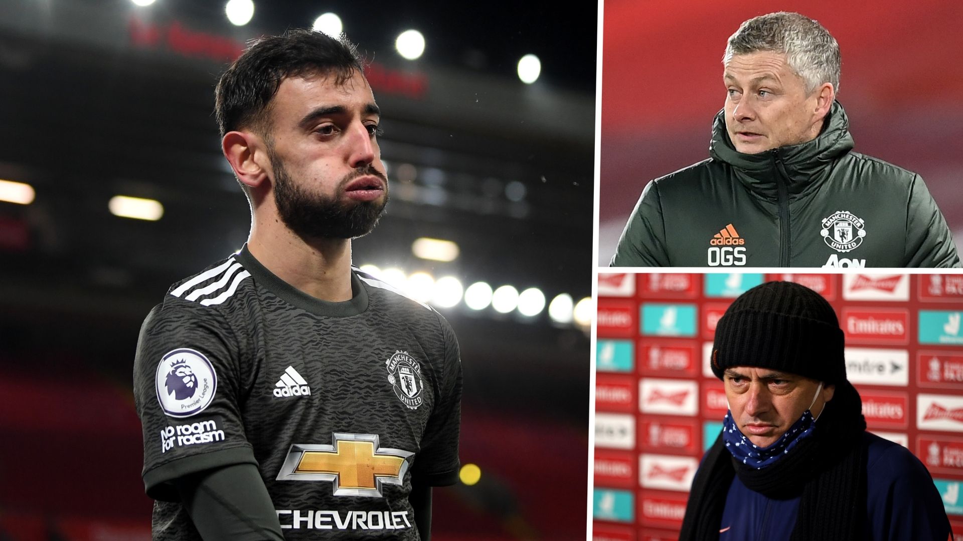 Bruno Fernandes Ole Gunnar Solskjaer Jose Mourinho Man Utd GFX