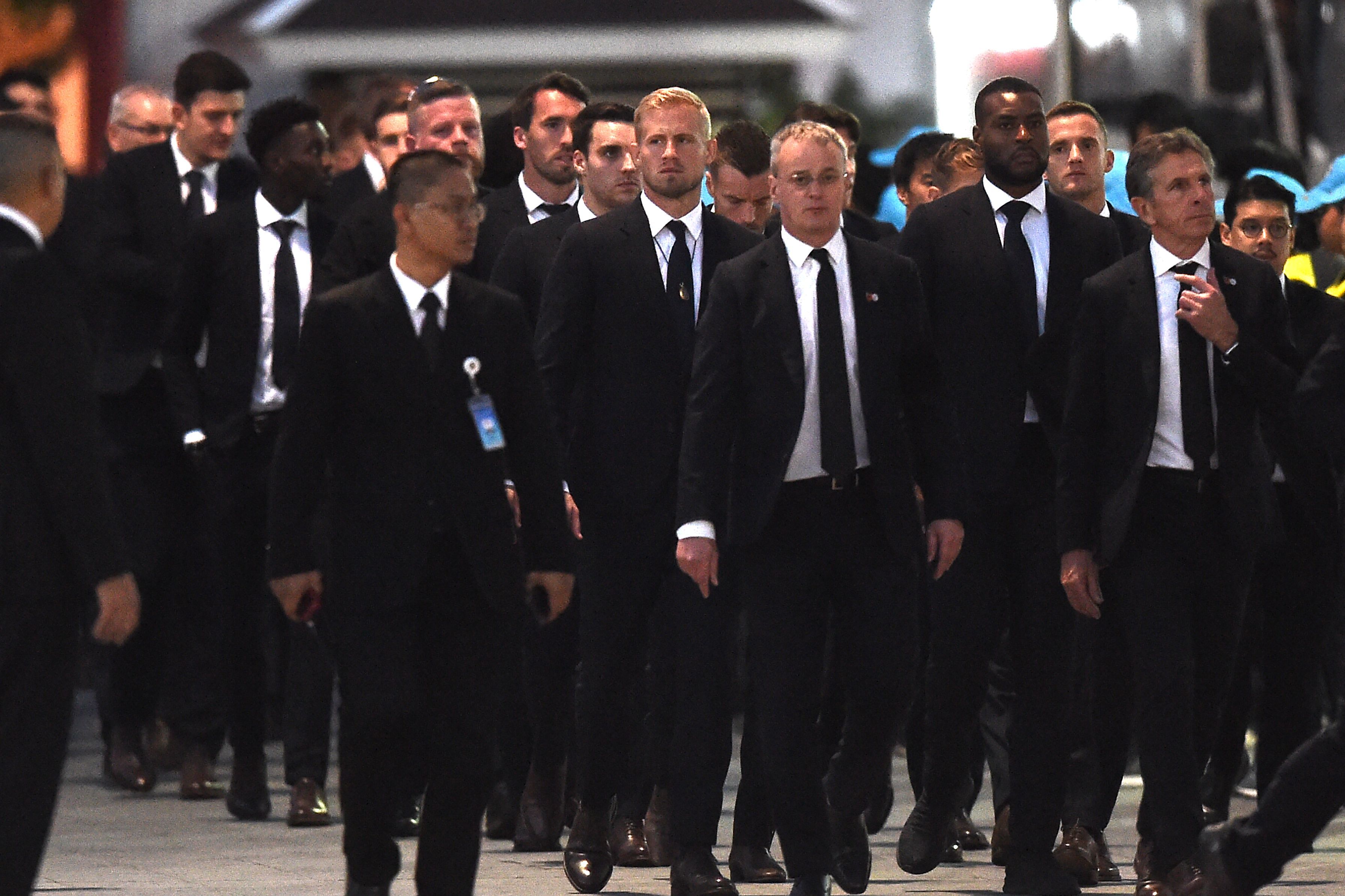 Leicester City players at Vichai Srivaddhanaprabha's funeral