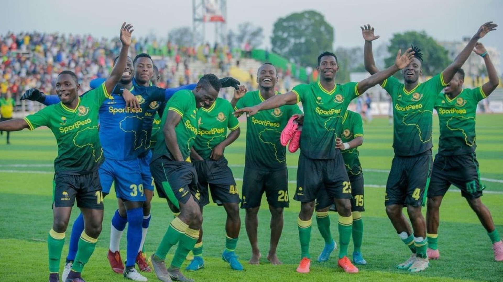 Yanga SC players celebrating previous game in Tanzania.