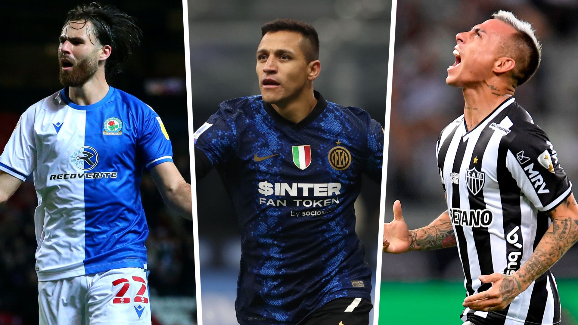 Ben Brereton, Alexis Sánchez y Eduardo Vargas