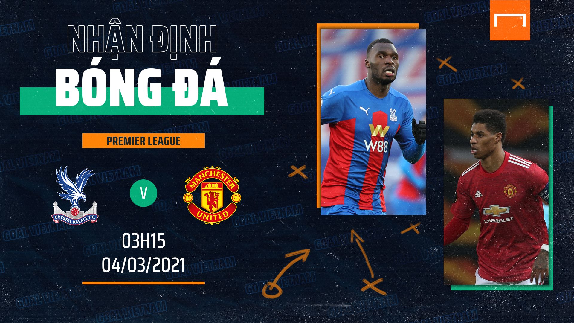 Preview Crystal Palace vs Manchester United Premier League 2020/21 GFX