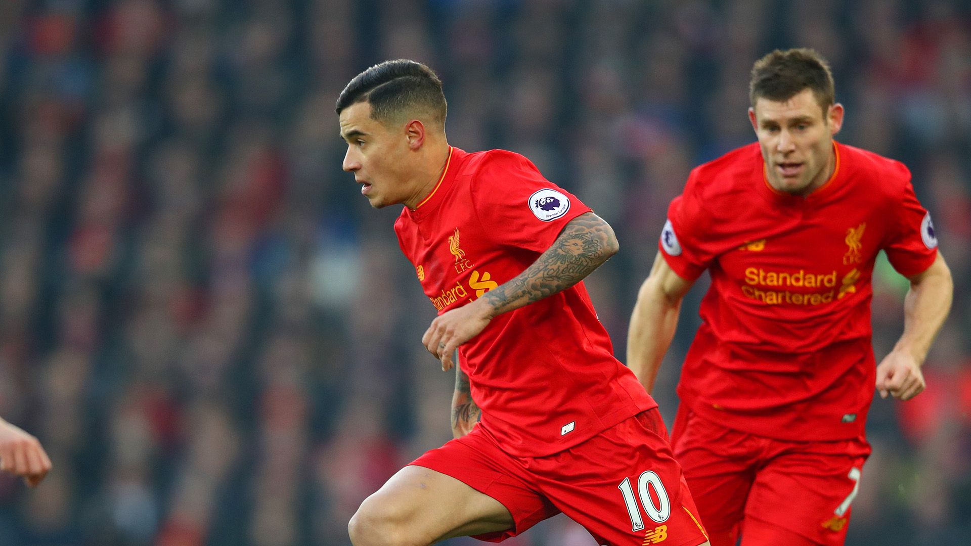Philippe Coutinho James Milner Liverpool Sunderland Premier League