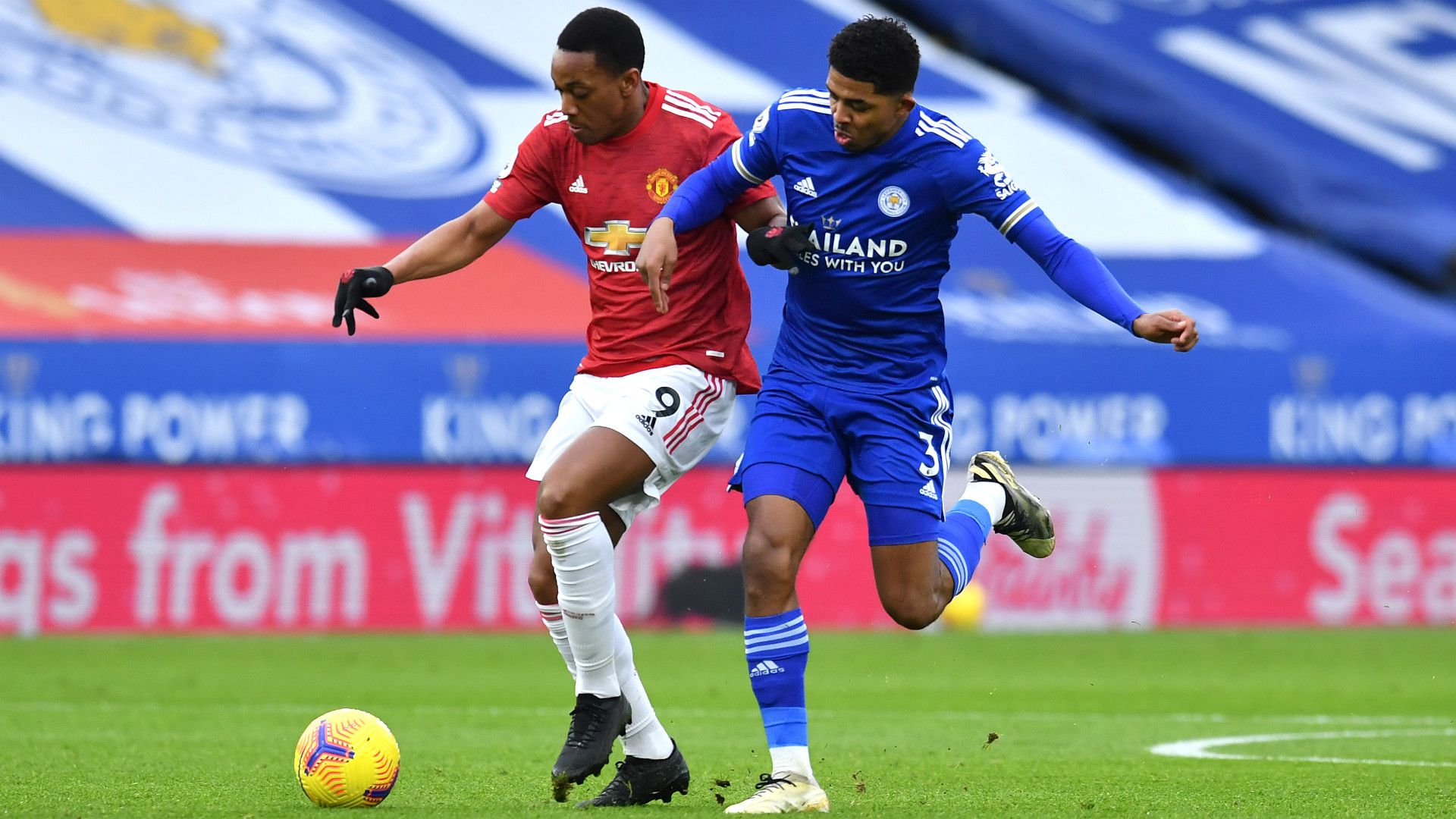 ANTHONY MARTIAL MANCHESTER UNITED WESLEY FOFANA LEICESTER PREMIER LEAGUE 26122020