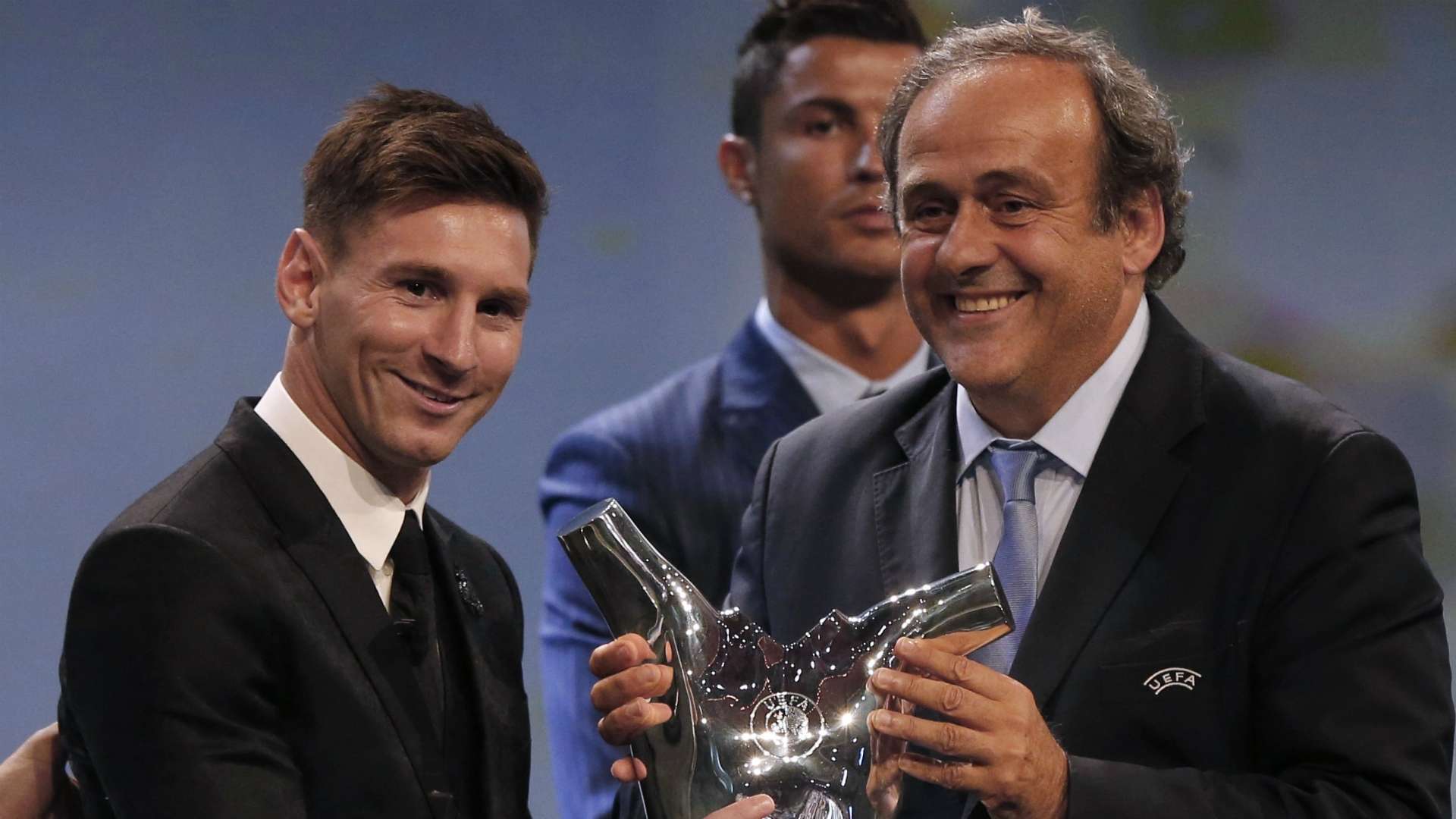 Lionel Messi Michel Platini UEFA