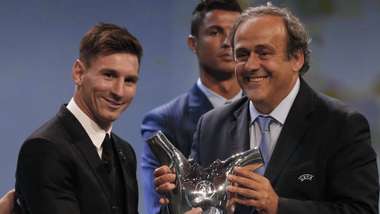 Lionel Messi Michel Platini UEFA