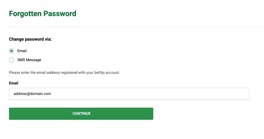 Bet9ja Forgotten Password