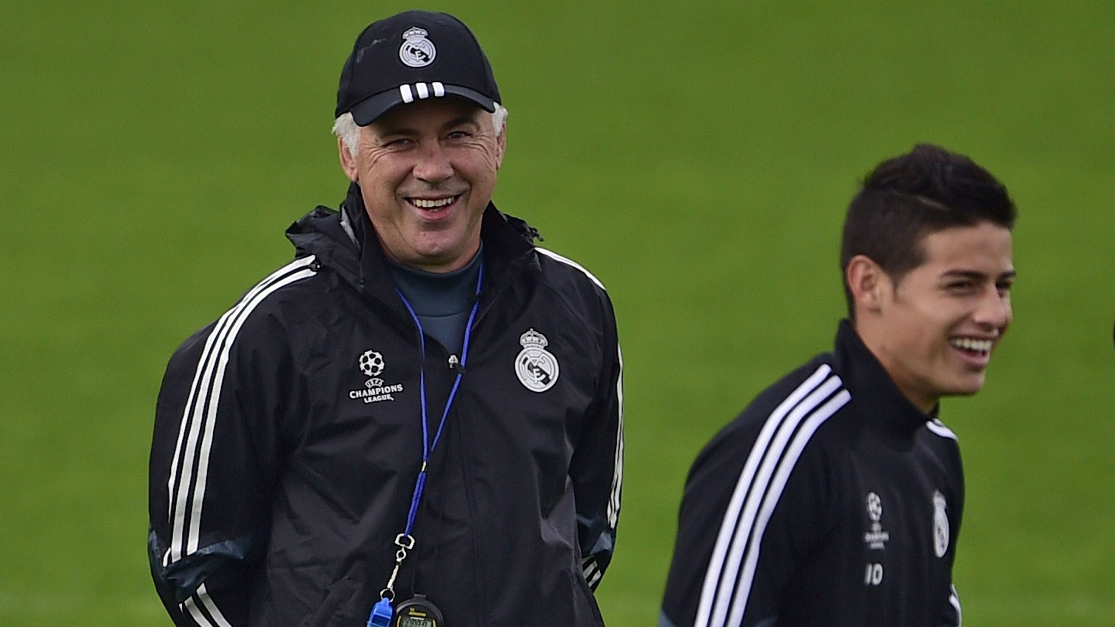 Carlo Ancelotti James Rodriguez Real Madrid Champions League training 03112014
