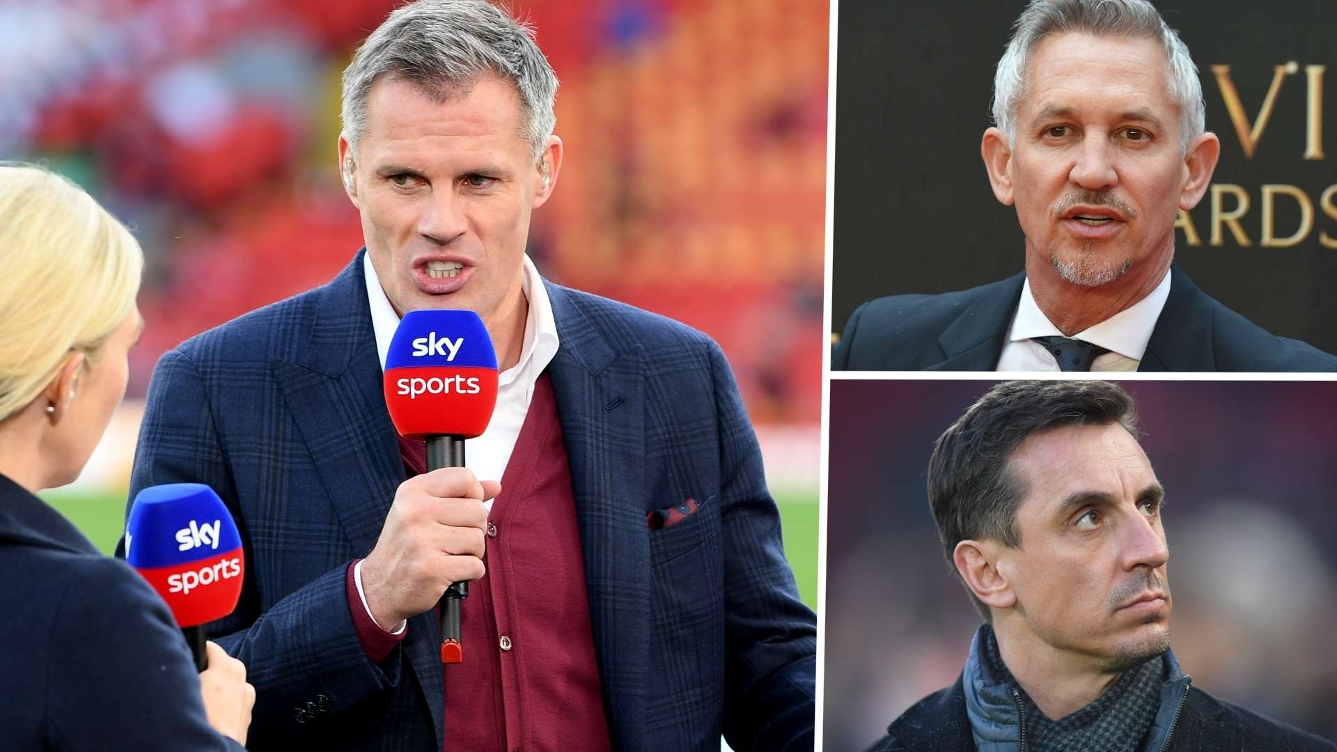 Pundits Jamie Carragher Gary Lineker Gary Neville